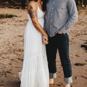 Cream Lace Strappy Maxi Dress